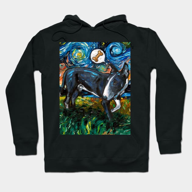 Black and White Bull Terrier Starry Night Hoodie by sagittariusgallery